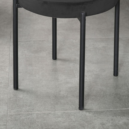 Scaune pentru Sufragerie Set 4 Scaune Stivuibile Cu Sezut Captusit, Husa Catifea, Negru, 41,5X41,5X46Cm