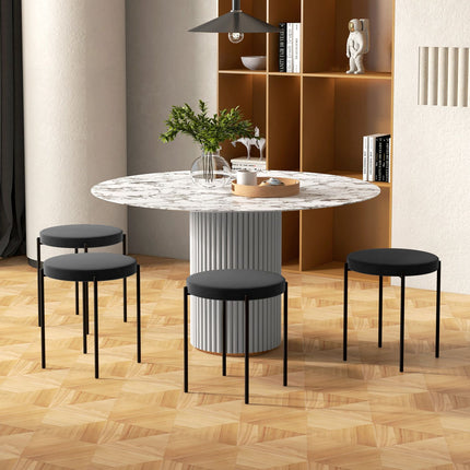 Scaune pentru Sufragerie Set 4 Scaune Stivuibile Cu Sezut Captusit, Husa Catifea, Negru, 41,5X41,5X46Cm