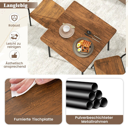 Set de masă cu 2 scaune și raft de depozitare, maro rustic