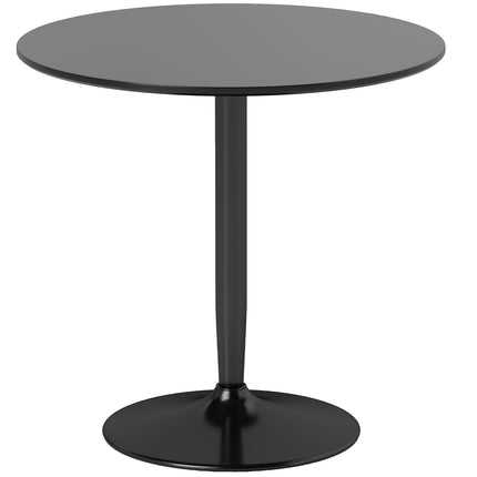 Masă de dining pentru 2 persoane, rotundă 80 cm, MDF și oțel, neagră
