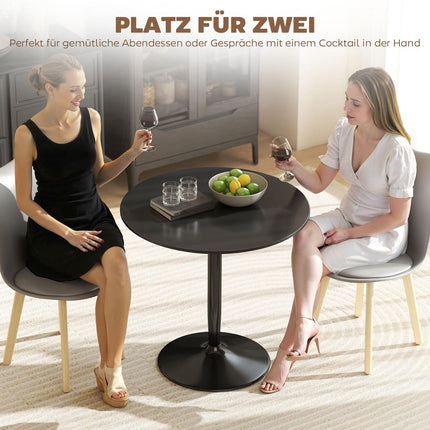 Masă de dining pentru 2 persoane, rotundă 80 cm, MDF și oțel, neagră