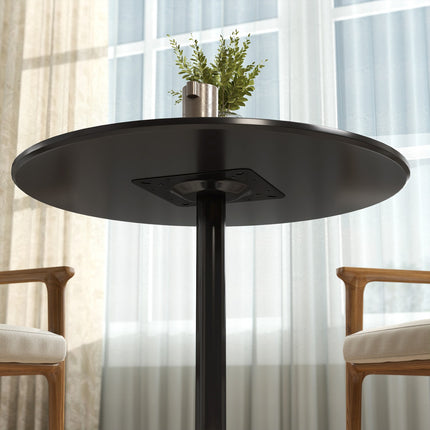 Masă de dining pentru 2 persoane, rotundă 80 cm, MDF și oțel, neagră