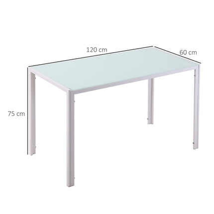 Masa de sufragerie pentru 4 persoane, blat din sticla securizata, picioare metalice