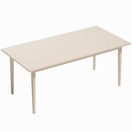 Masă de sufragerie pentru 8 persoane, design modern, picioare din lemn masiv, culoare crem