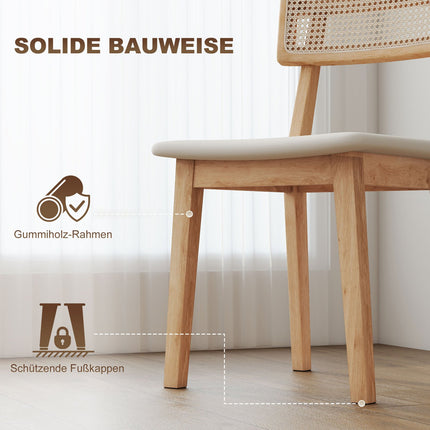 Scaun de sufragerie, spatar din ratan, scaun din imitatie de piele, lemn de cauciuc, lemn natural