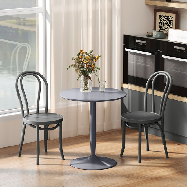 Masa de sufragerie, masa de bucatarie rotunda, masa de sufragerie moderna pentru 2 persoane, masa de bar cu picioare din otel, suport pentru picioare antiderapant, pentru camere mici, living, Ø70 x 75 cm, gri |