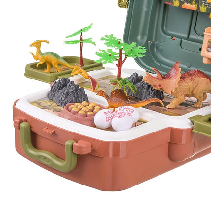 Dinosaur Figure Set in a Backpack with Volcano and Nest, 5 Figures, Age 3+