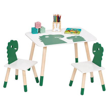 Set masă și scaune pentru copii cu dinozauri, 3 piese, MDF și pin