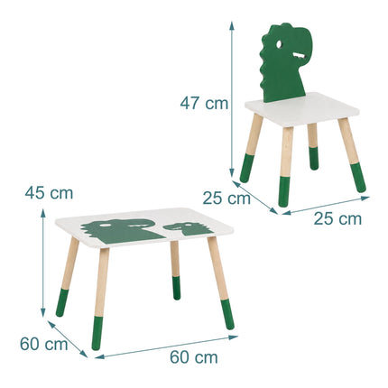 Set masă și scaune pentru copii cu dinozauri, 3 piese, MDF și pin