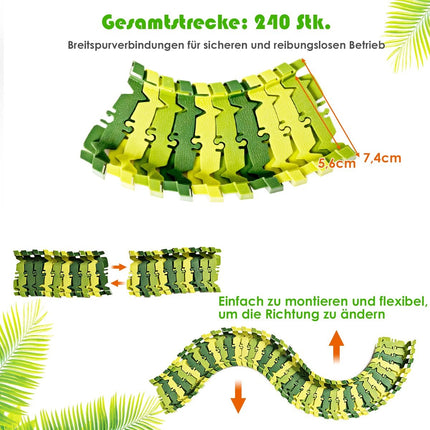 Dinosaur race track cars rail track play set for children