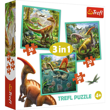 Set de puzzle 3 în 1 cu dinozauri pentru copii, distracție educațională