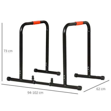 Adjustable black steel bar, push-up station 94/102x62x73 cm