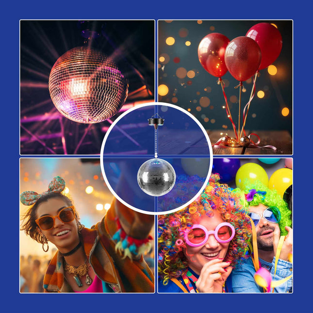 Glob disco cu motor și efecte luminoase, 20 cm