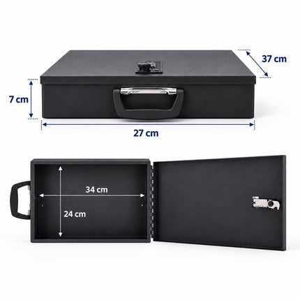 Document Safe A4 with Combination Lock and Carry Handle, Iron, Black