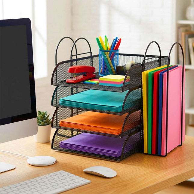 Organizator de documente, A4 cu 4 compartimente, stivuibil