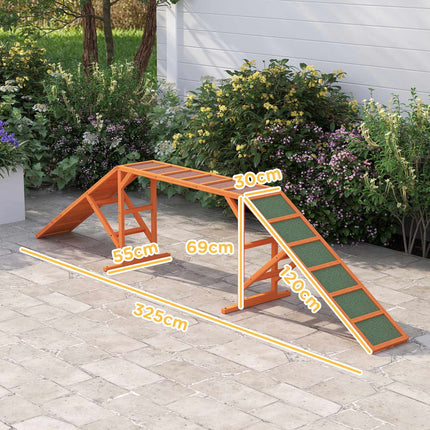 Dog Agility Bridge with Safety Bar, Non-slip, 325 cm, Orange