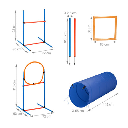 Set de cursuri de agilitate pentru câini cu tunel, obstacole, slalom