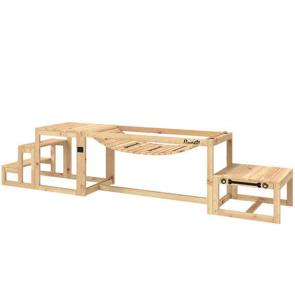 Set de agilitate pentru câini, set de 4 dresaj de câini cu punte, scări, platformă, echipament de agilitate din lemn de brad pentru câini mari de până la 40 kg, lemn natural