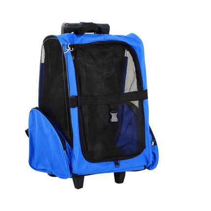 Geantă de transport pentru câini Cărucior pentru câini 2 în 1, respirabil, țesătură Oxford, albastru, 42X25X55 cm