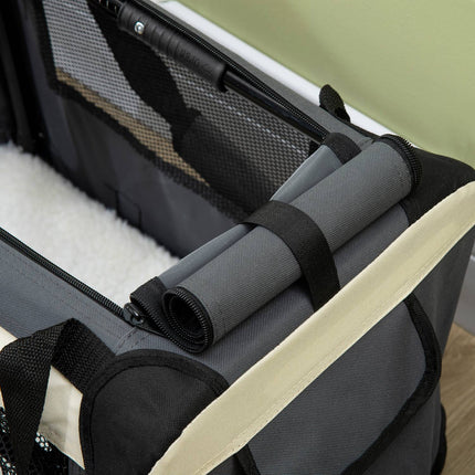 Foldable gray dog bag with cushion, small size