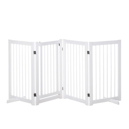 Freestanding wooden dog gate with door, 91 cm - White