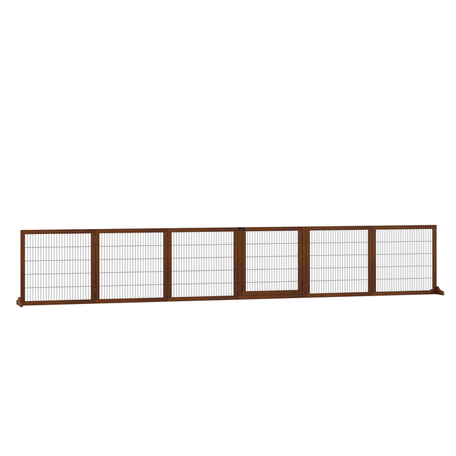 Poarta bariera pentru caini, 6 bucati, 432 x 70 cm, poarta usa pliabila cu 2 picioare de sustinere, poarta pentru caini de sine statatoare, poarta scara pentru caini de talie medie, pentru hol, scari, cafea