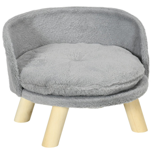 Gray dog and cat bed with non-slip wooden feet, 40.5 cm