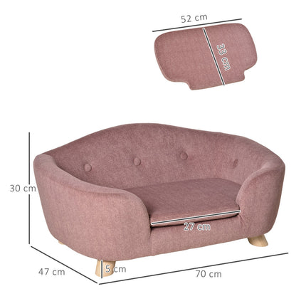 Dog sofa, plush foam, pink wood, 70 x 47 cm