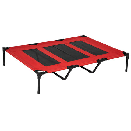 Pat pentru câini Pat înălțat pentru animale de companie Șezlong pentru câini Loc de dormit pentru câini mari Metal Oxford Red