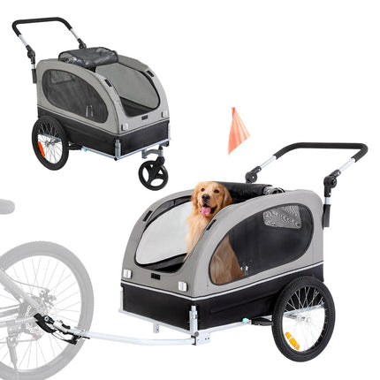Dog Bike Trailer, 2-in-1 Stroller, 88 lb Capacity