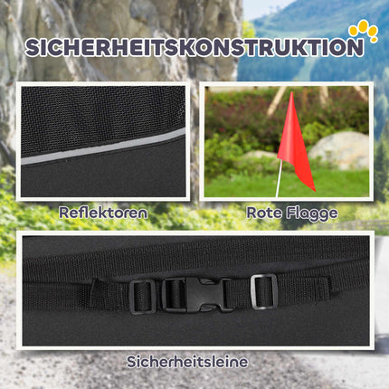 Remorcă pentru bicicletă pentru câini cu roți de 20", roșie/neagră, capacitate 20 kg