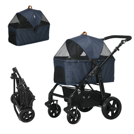 2-in-1 collapsible pet stroller and carrier, mesh window, 10 kg limit