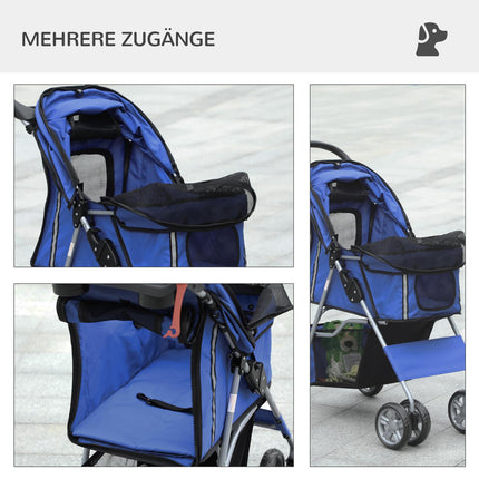 Collapsible dog carriage, rain cover & cup holder, limit 20 kg
