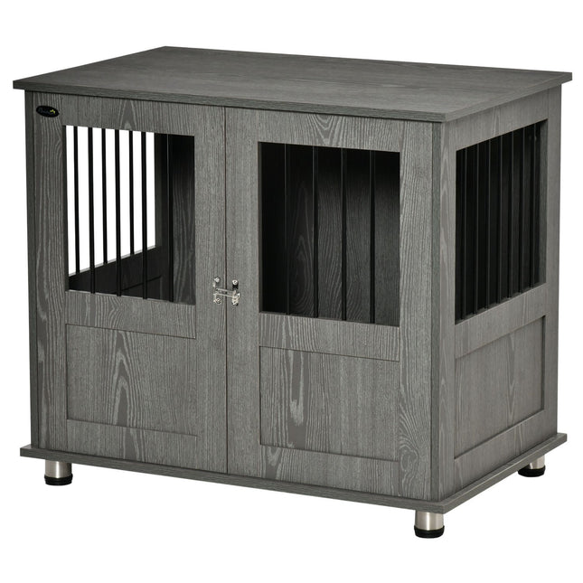 Indoor dog kennel with Lock & Window, Grey, 85x55x87 cm