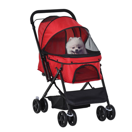 Cărucior pentru Câini Oxford Red 76.5X52X95Cm Câini & Pisici Mici