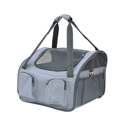 Lada pentru Caini Cutie Transport Auto Geanta Oxford Gri 41X34X30Cm