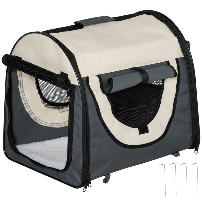 Ladă pentru câini Cutie de transport pliabilă pentru câini Rucsac pentru animale de companie Pernă Geantă de călătorie Impermeabilă Gri închis 46X36X41Cm
