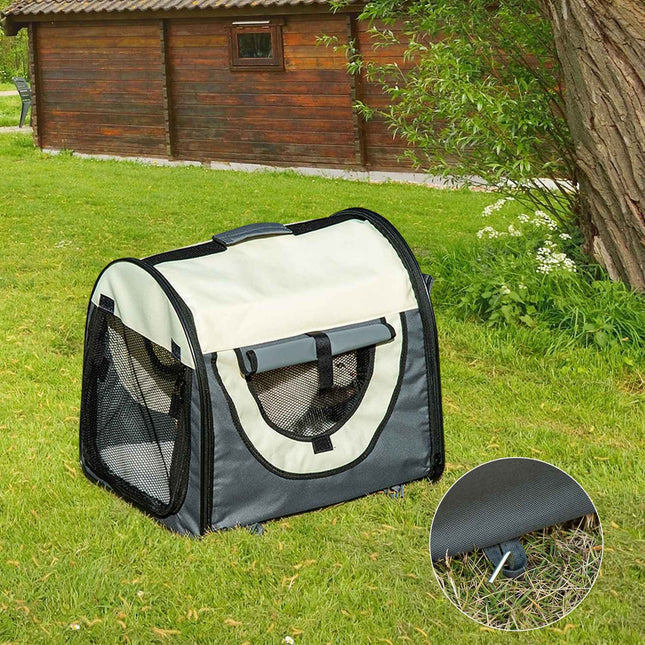 Ladă pentru câini Cutie de transport pliabilă pentru câini Rucsac pentru animale de companie Pernă Geantă de călătorie Impermeabilă Gri închis 46X36X41Cm