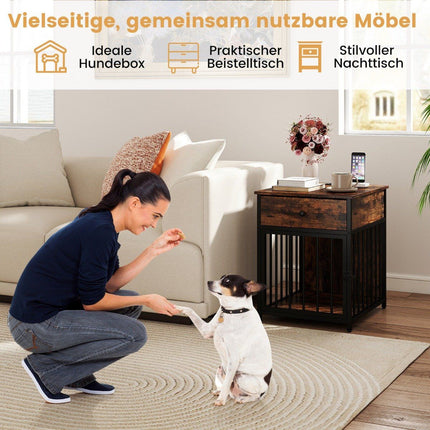 Mobilier ladă pentru câini cu stație de încărcare și sertar