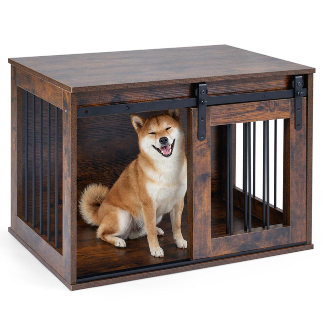 Mobilier pentru cușcă de câini cu ușă glisantă, 80 cm, maro