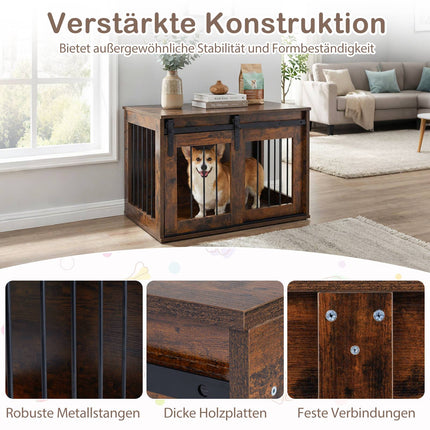 Mobilier pentru cușcă de câini cu ușă glisantă, 80 cm, maro