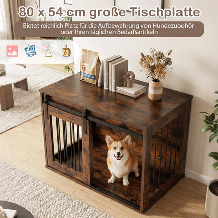 Mobilier pentru cușcă de câini cu ușă glisantă, 80 cm, maro