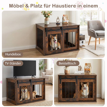 Mobilier pentru cușcă de câini cu ușă glisantă, 80 cm, maro