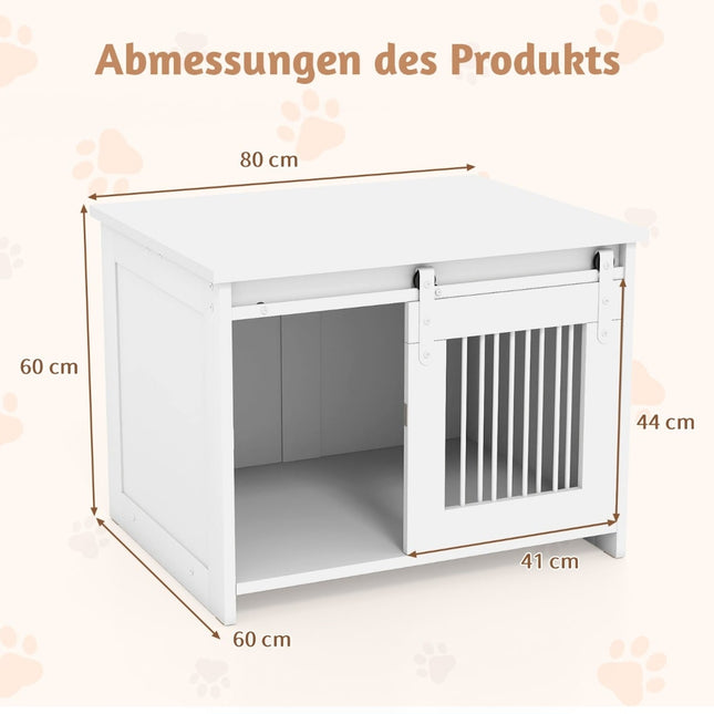 Mobilier pentru cușcă de câini cu ușă glisantă – Metal și lemn, 80x60x60 cm