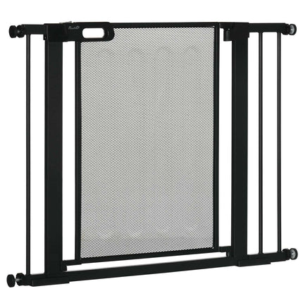 Apărătoare pentru uși pentru câini, poartă scară, poartă pentru câini fără găurire, barieră lată 75-103 cm, auto-închidere, pentru copii, pisici, oțel, negru