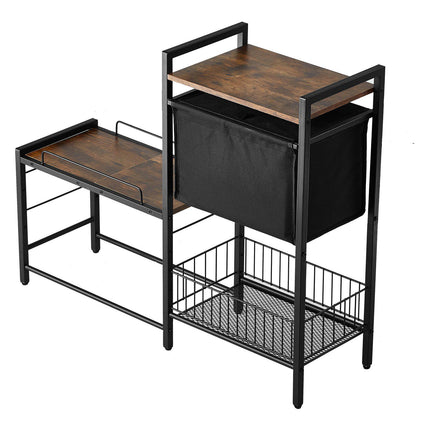 Dog Feeding Station with Storage, 4 Adjustable Heights, Black