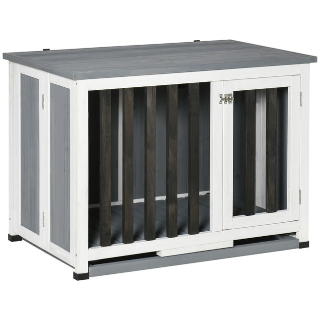Canisă pentru câini Cușcă pliabilă pentru fereastră din lemn de brad Cutie de transport Gri 84.5X51.4X61Cm