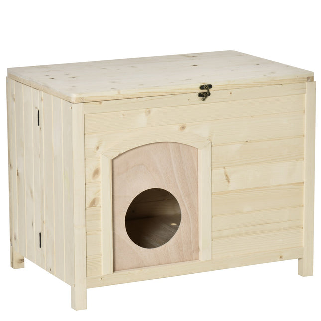 Collapsible dog house in solid wood, Natural, 78x51x62 cm