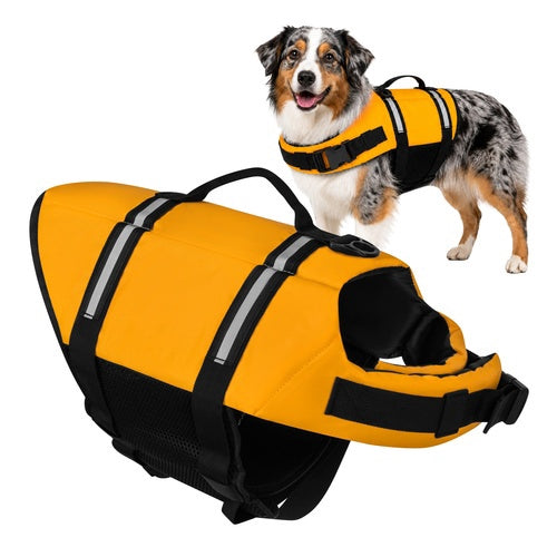 Vestă de salvare pentru câini, mărimea L, galbenă, 10-20 kg, reflectorizantă