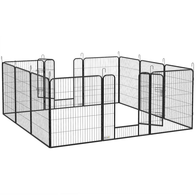 Țarc pentru câini, 12 panouri, oțel, utilizare în interior/exterior